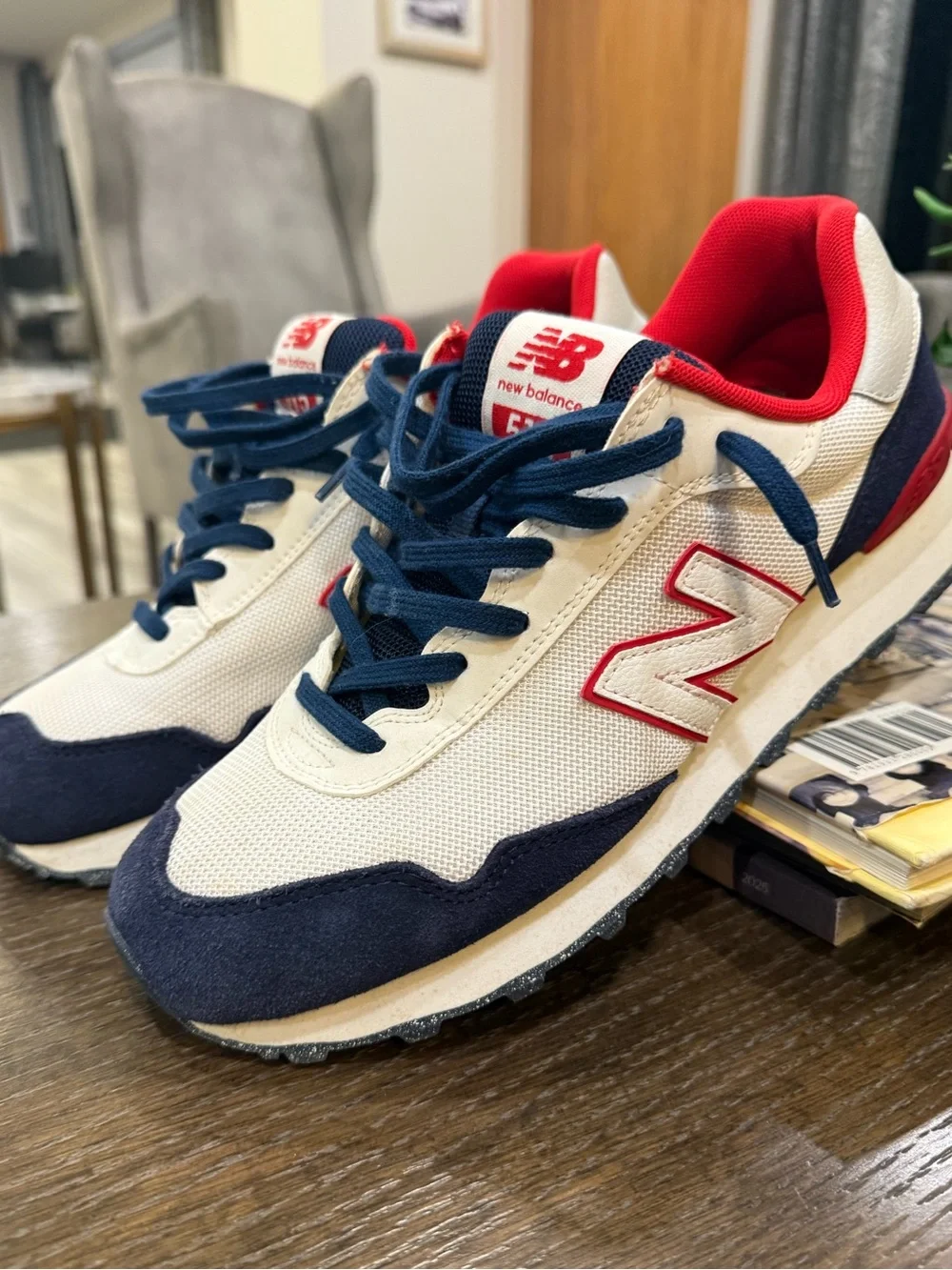 New Balance Men's White Navy & Red 515 Runner Sneakers